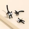 Cute Black Cat Front And Back Stud Earrings For Women Girls Creative Gift 1Pair