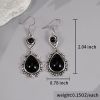 Vintage Black Stone Drop Earring Indian Jewelry Geometric Triangle Hollow Ear Jewelry For Women Girls