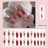 24 pcs Glossy Blood Rose Gradient Press On Nails - Full Cover Acrylic False Nails for Party, Wedding, and Daily Use - Jelly Finish with Design - Easy