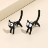 Cute Black Cat Front And Back Stud Earrings For Women Girls Creative Gift 1Pair
