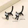 Cute Black Cat Front And Back Stud Earrings For Women Girls Creative Gift 1Pair