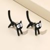 Cute Black Cat Front And Back Stud Earrings For Women Girls Creative Gift 1Pair