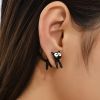 Cute Black Cat Front And Back Stud Earrings For Women Girls Creative Gift 1Pair