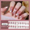 Rhinestone Bow-Knot Press On Nails for Women - Medium Length Full Cover Stick On Nails with Stunning Designs