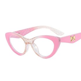 Women Sunglasses Fashion Cat Eye Sunglass Rrainbow Color Frame Sun Glasses Retro UV400 Gradients Shades Anti Blue Eyewear (Lenses Color: pink clear)