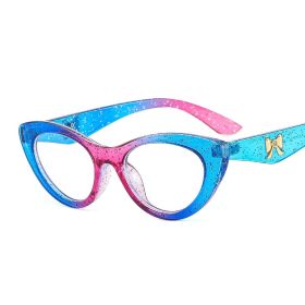Women Sunglasses Fashion Cat Eye Sunglass Rrainbow Color Frame Sun Glasses Retro UV400 Gradients Shades Anti Blue Eyewear (Lenses Color: blue pink clear)