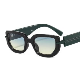Women Sunglasses Fashion Rectangle Sunglass Arrow Decoration Sun Glasses Retro Men UV400 Gradients Blue Yellow Shades Eyewear (Lenses Color: black green tea)
