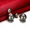 Plated Silver Spherical White/Black Pearl Earring For Woman Fashion Party Wedding Engagement Party Jewelry